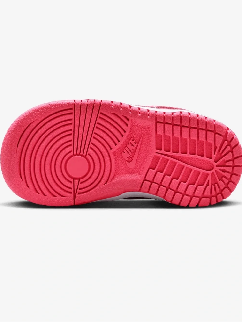 Nike Kids Pink and White Low-Top Sneakers with Hook-and-Loop Strap